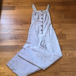 Seersucker Overall Jumpsuit Size S